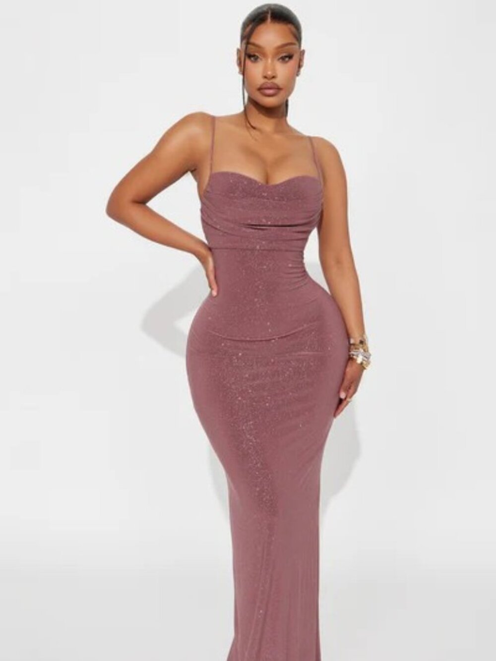Natalia Glitter Gown - Mauve